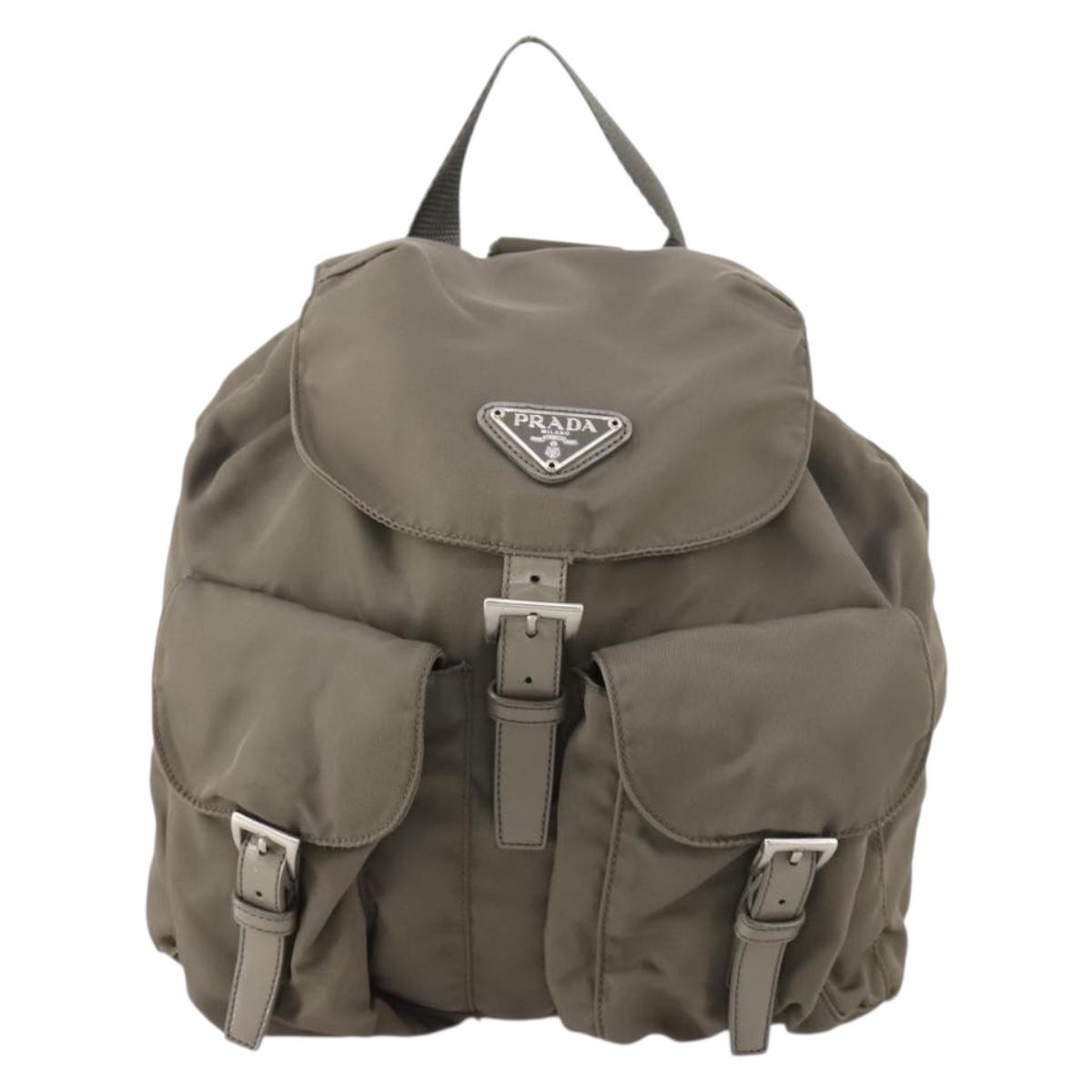 PRADA Backpack Nylon Gray Silver Auth bs30075