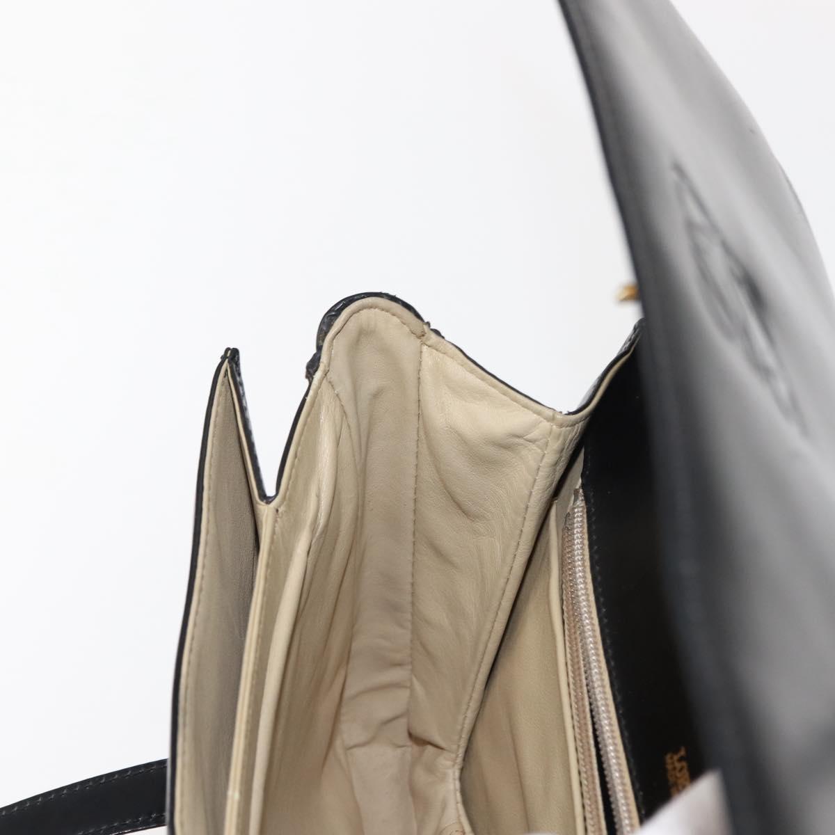 LOEWE Anagram Tote Bag Leather Black Gold Auth bs30079