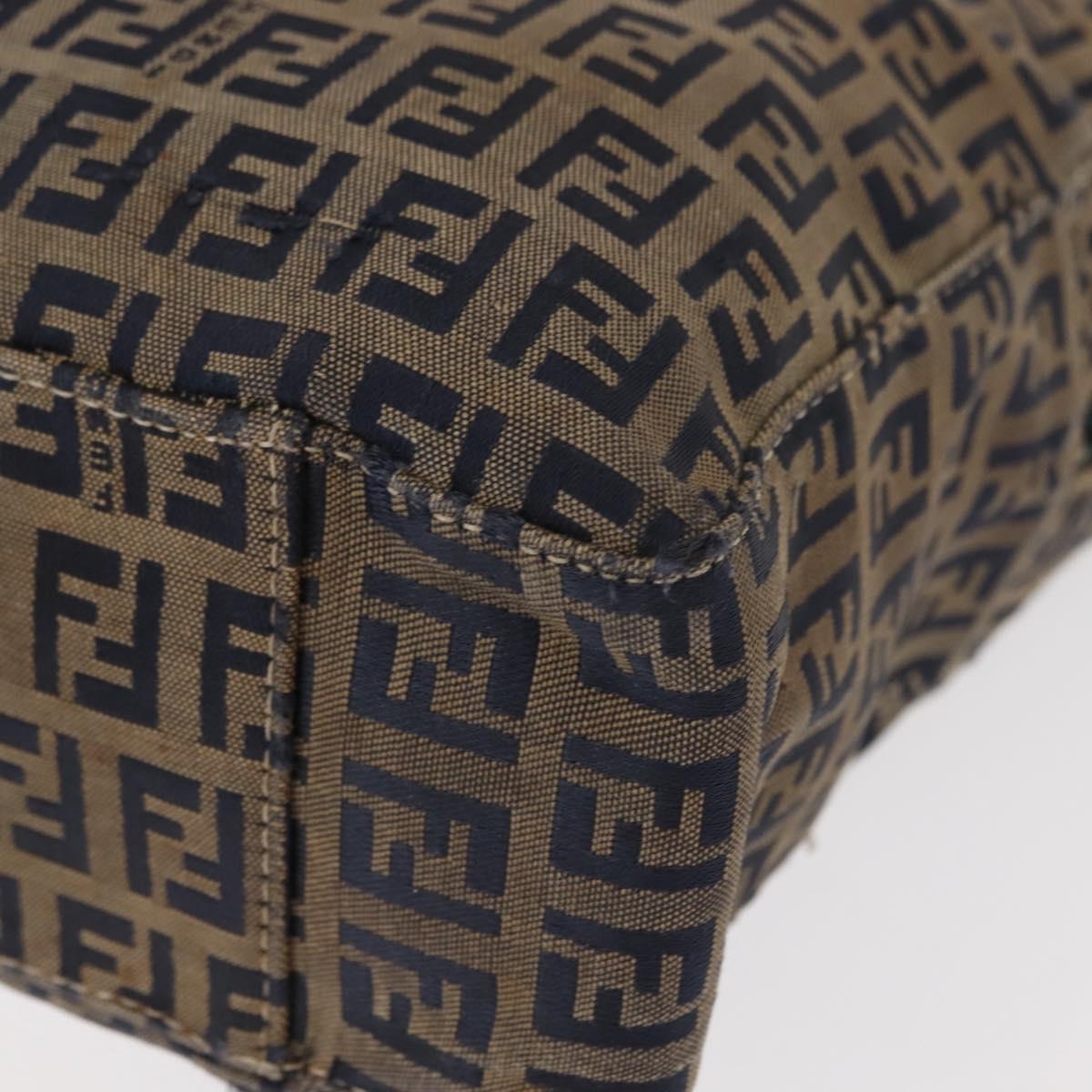 FENDI Zucchino Canvas Tote Bag Navy Gold Auth bs30080