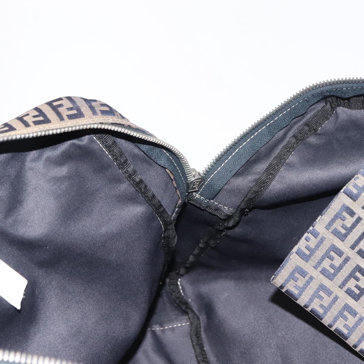 FENDI Zucchino Canvas Tote Bag Navy Gold Auth bs30080