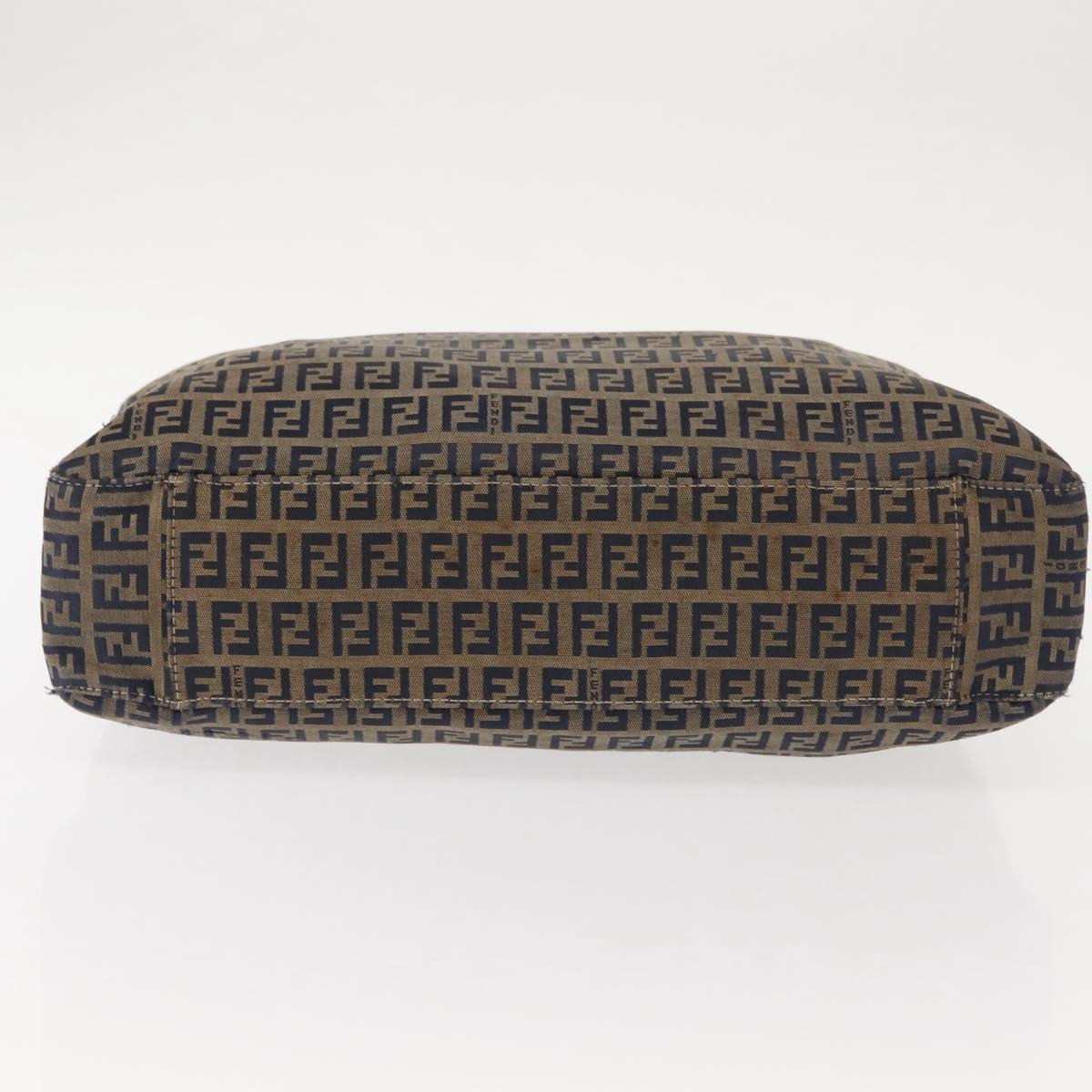 FENDI Zucchino Canvas Tote Bag Navy Gold Auth bs30080