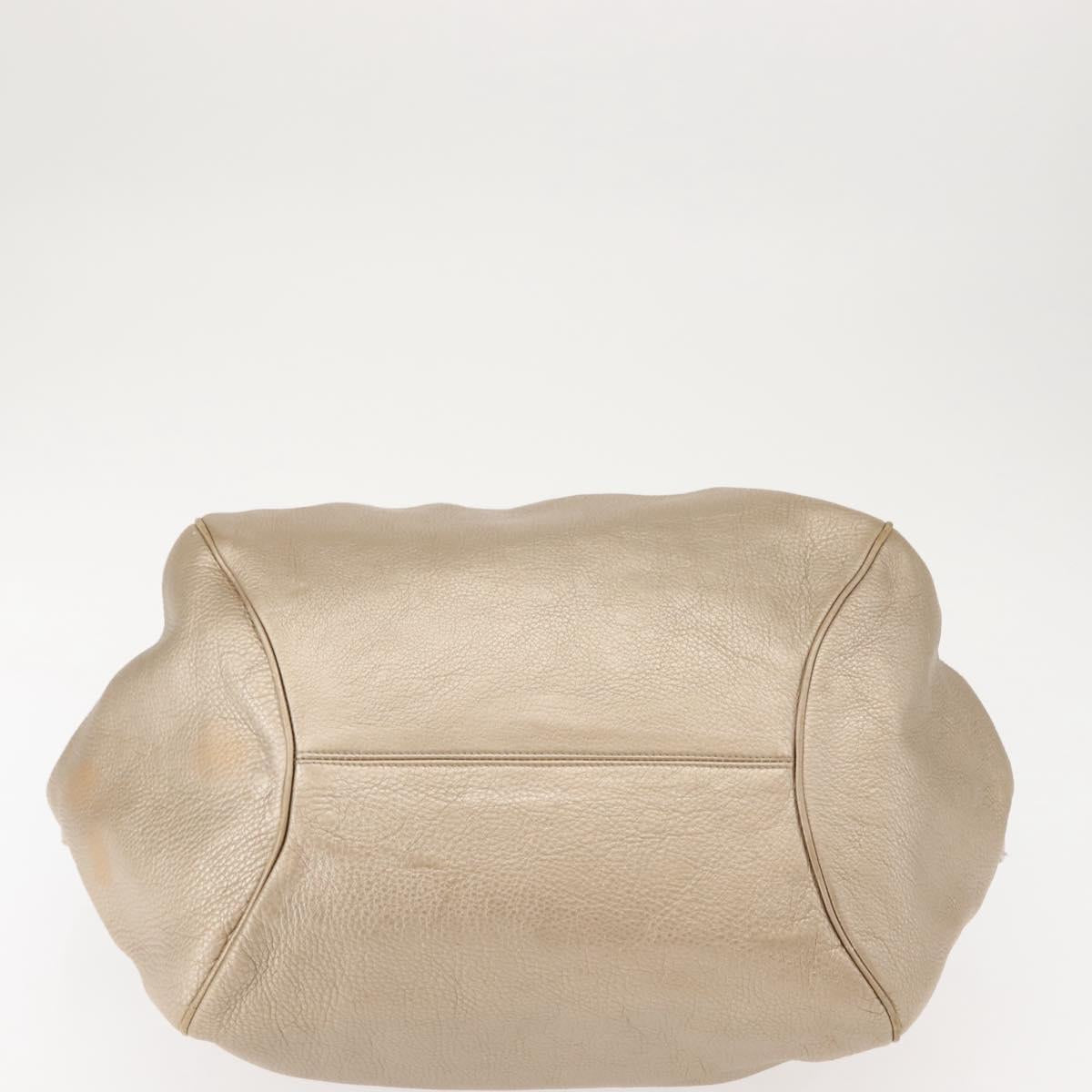 Salvatore Ferragamo Gancini Marissa Tote Bag Leather Beige Silver Auth bs30081