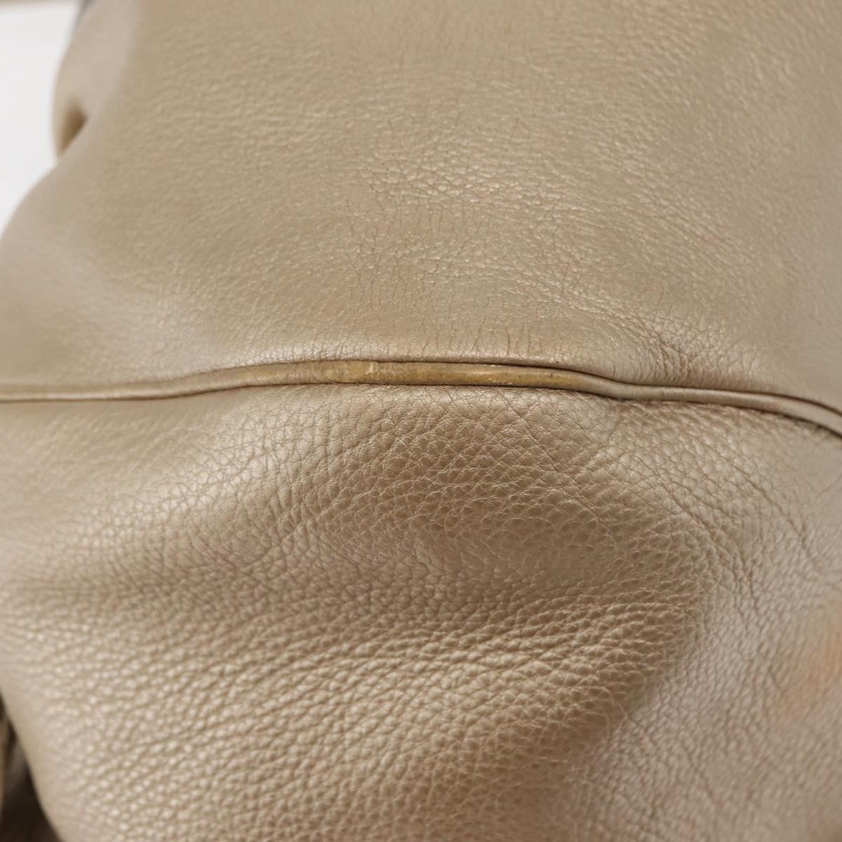 Salvatore Ferragamo Gancini Marissa Tote Bag Leather Beige Silver Auth bs30081