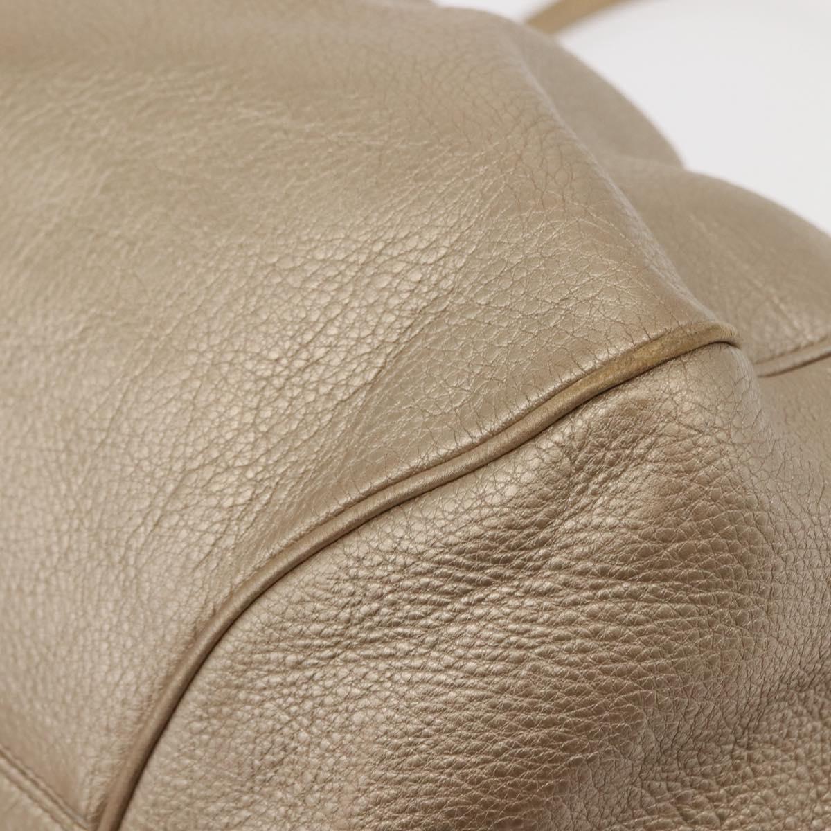 Salvatore Ferragamo Gancini Marissa Tote Bag Leather Beige Silver Auth bs30081