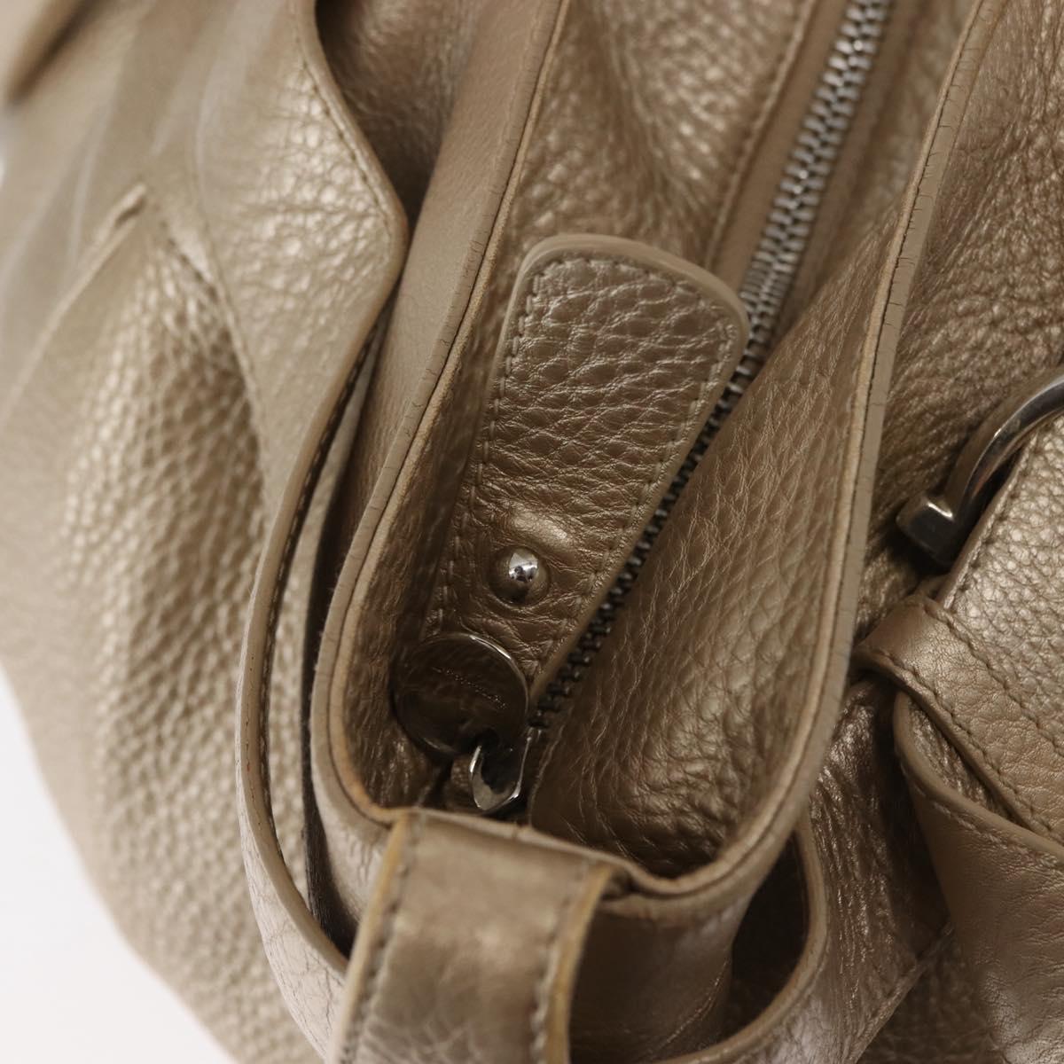 Salvatore Ferragamo Gancini Marissa Tote Bag Leather Beige Silver Auth bs30081