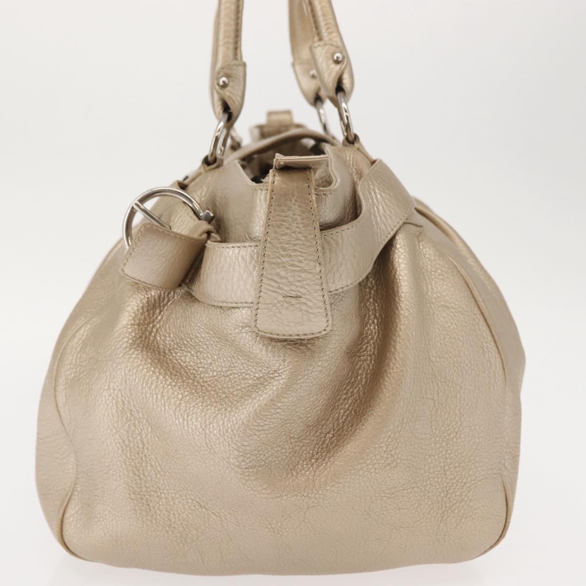 Salvatore Ferragamo Gancini Marissa Tote Bag Leather Beige Silver Auth bs30081