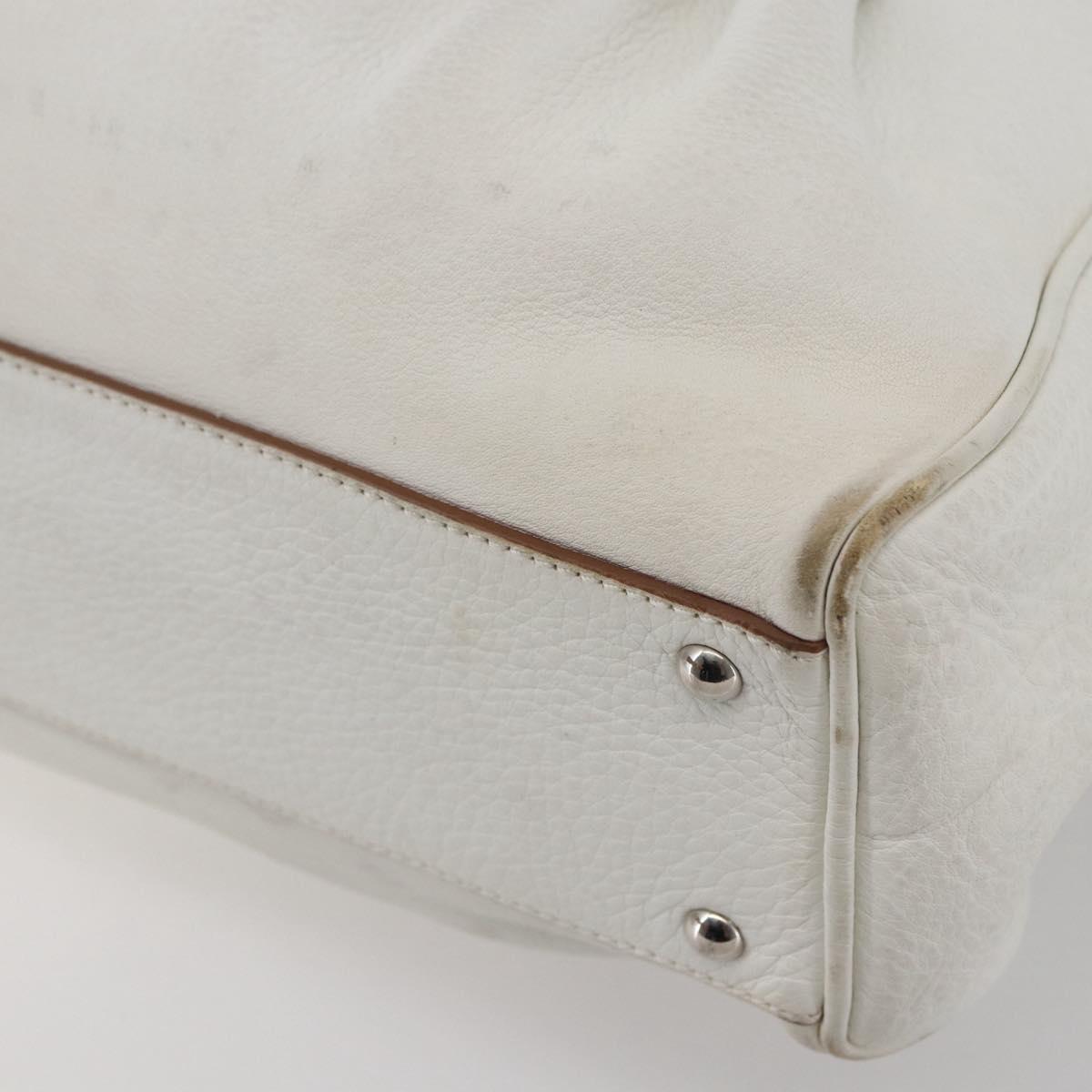 Salvatore Ferragamo Gancini Marissa Tote Bag Leather White Silver Auth bs30082