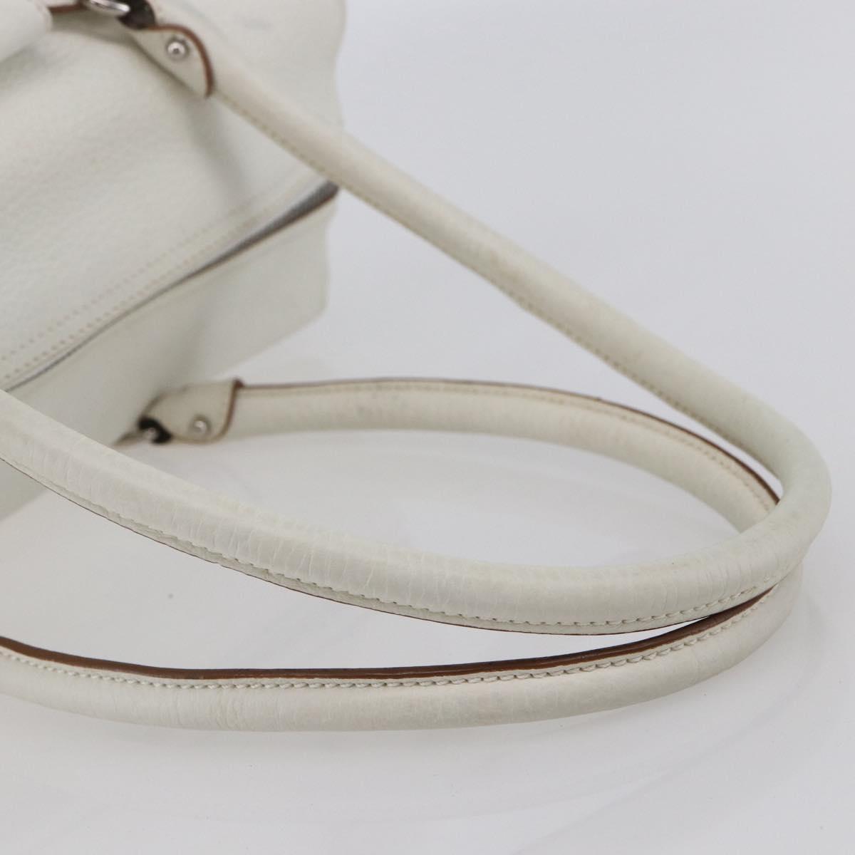 Salvatore Ferragamo Gancini Marissa Tote Bag Leather White Silver Auth bs30082