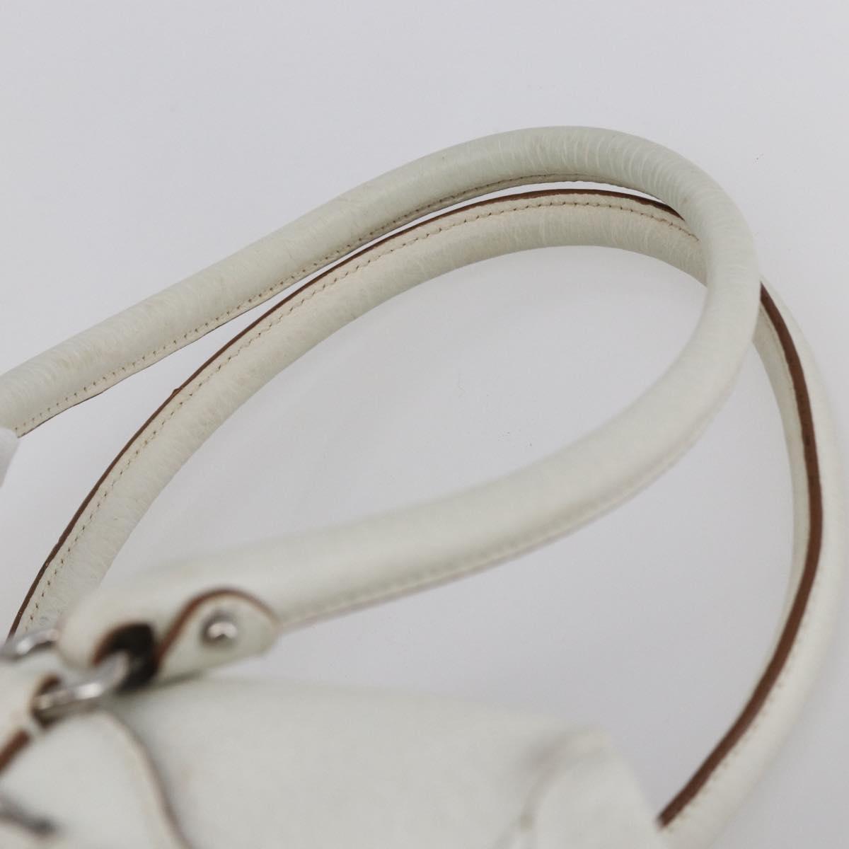 Salvatore Ferragamo Gancini Marissa Tote Bag Leather White Silver Auth bs30082