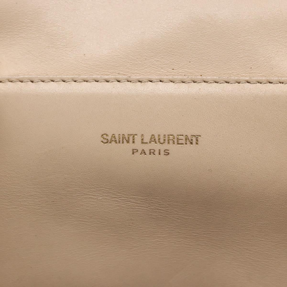 SAINT LAURENT Mini Boston Bag Leather 2way Beige Gold Auth bs30083