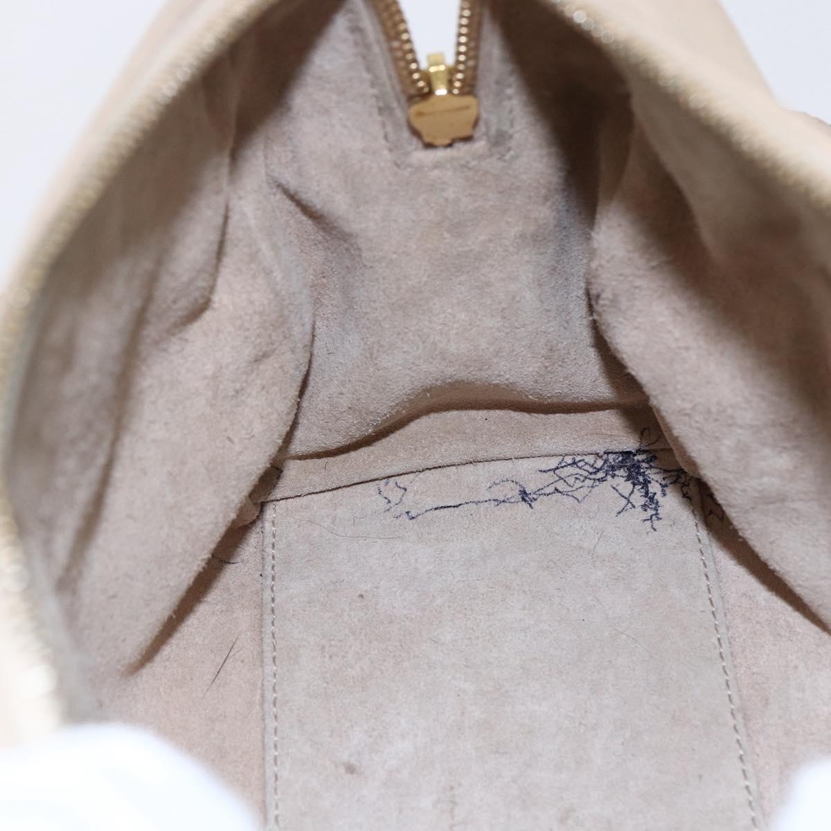 SAINT LAURENT Mini Boston Bag Leather 2way Beige Gold Auth bs30083