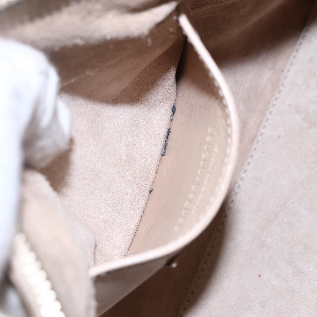 SAINT LAURENT Mini Boston Bag Leather 2way Beige Gold Auth bs30083