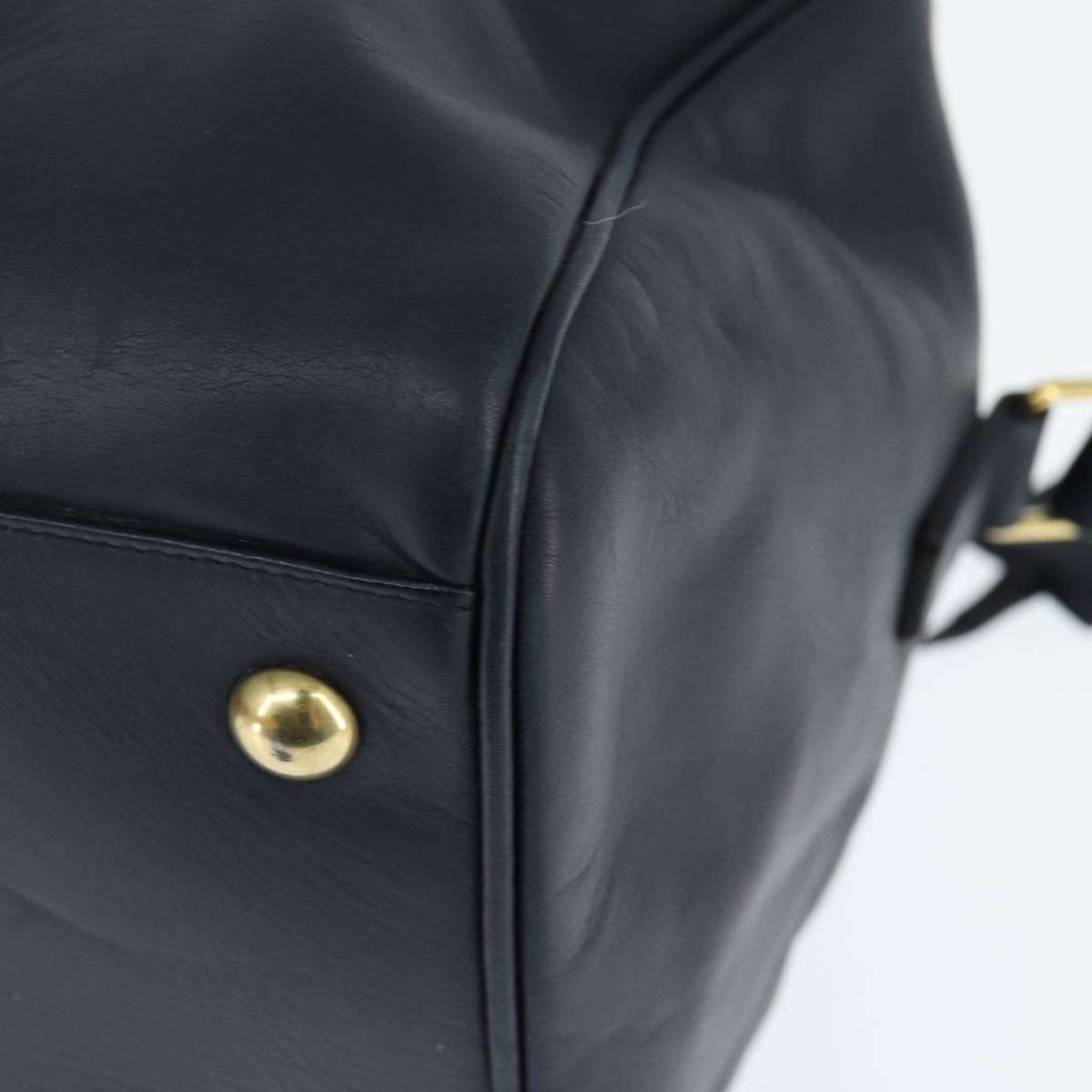 SAINT LAURENT Mini Boston Bag Leather 2way Navy Gold Auth bs30084