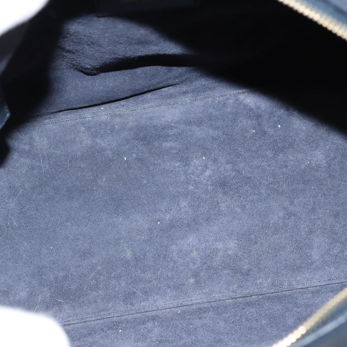 SAINT LAURENT Mini Boston Bag Leather 2way Navy Gold Auth bs30084