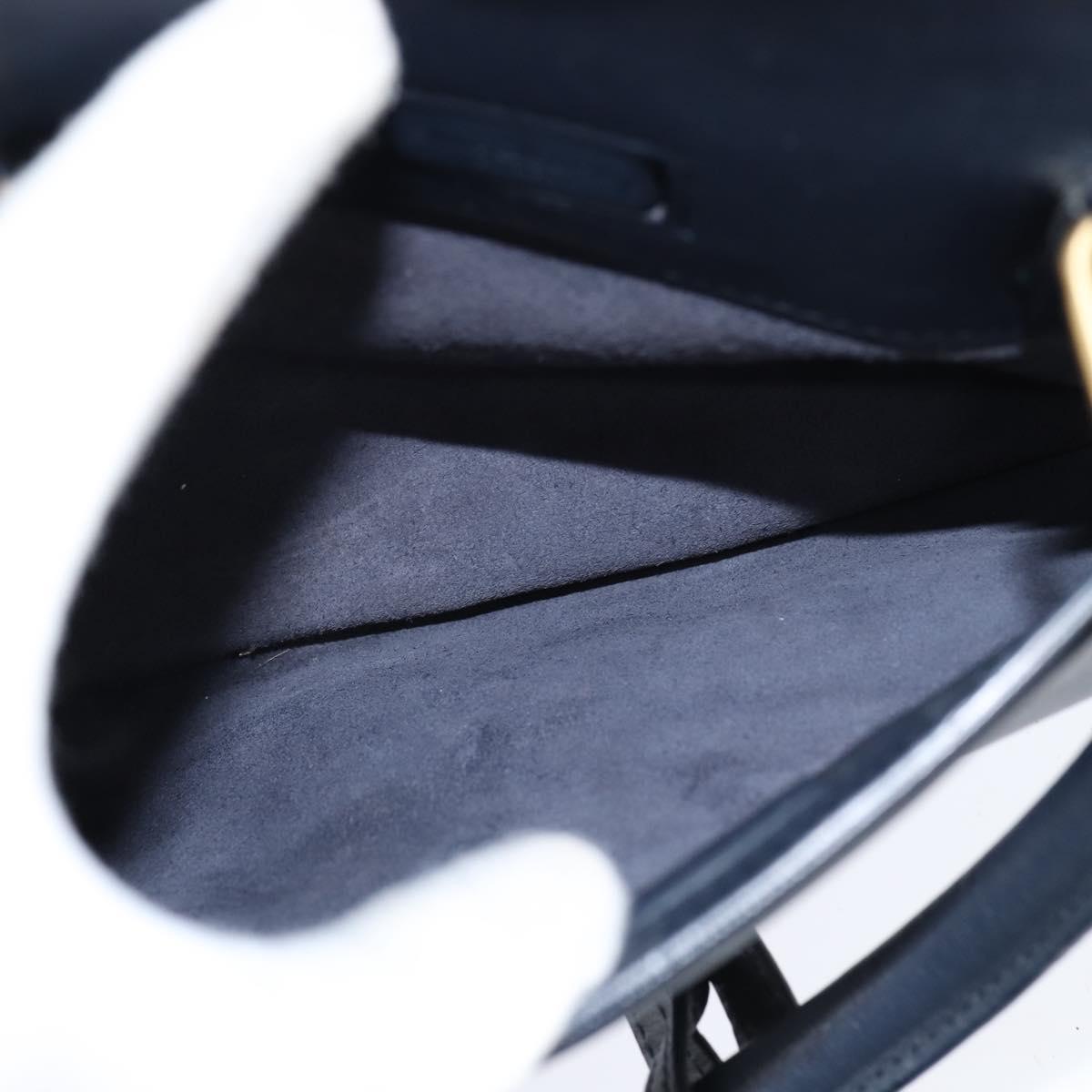 SAINT LAURENT Mini Boston Bag Leather 2way Navy Gold Auth bs30084