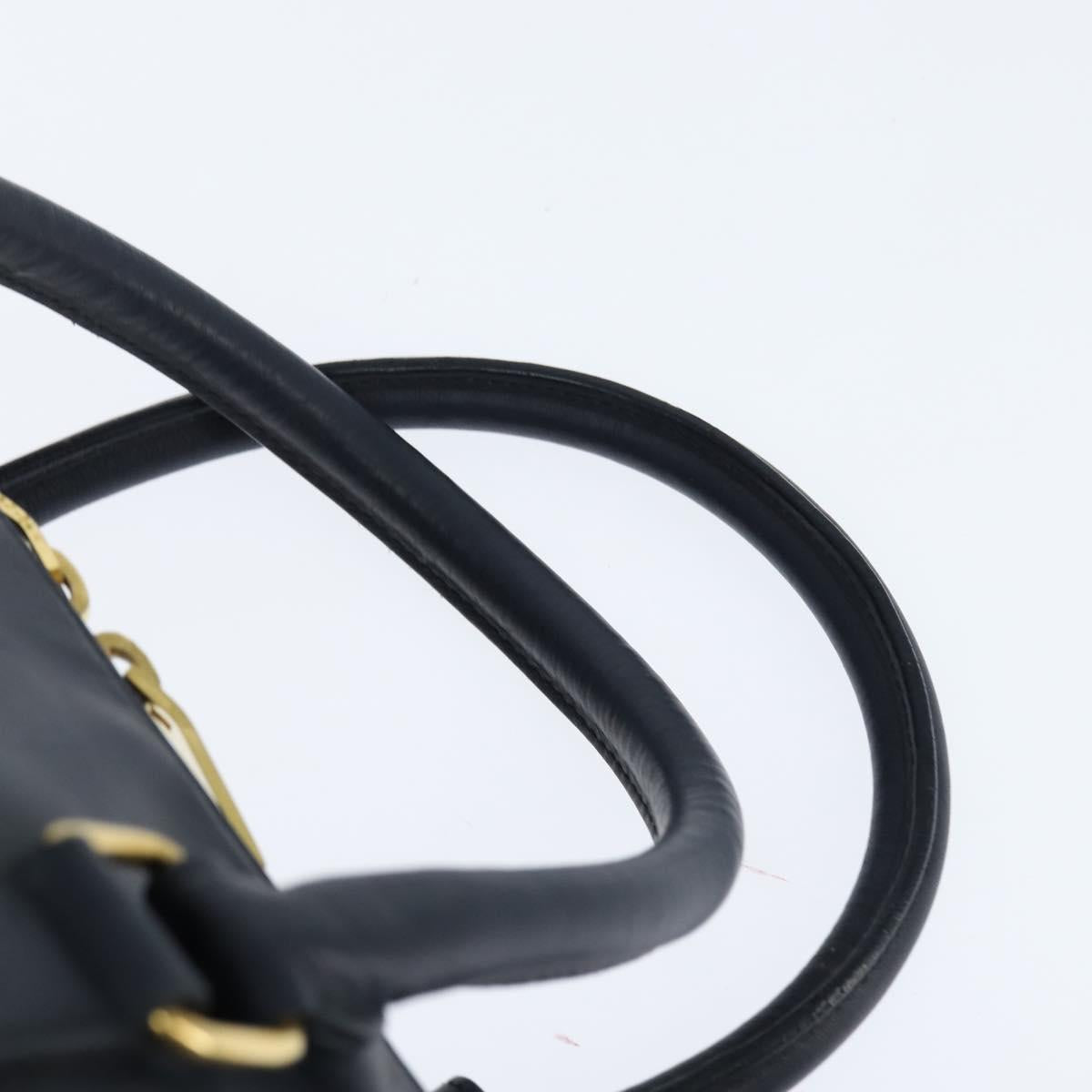 SAINT LAURENT Mini Boston Bag Leather 2way Navy Gold Auth bs30084