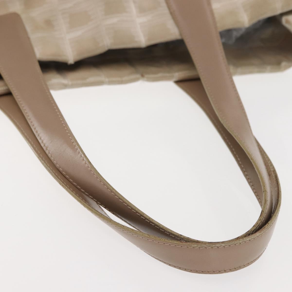 CHANEL New Travel Line Tote Bag Nylon Beige Gold CC Auth bs30087