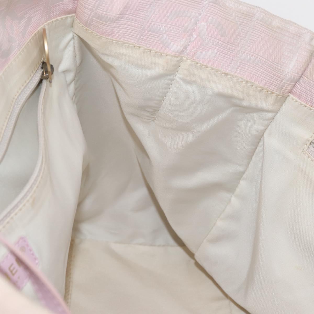 CHANEL New Travel Line Tote Bag Nylon Pink CC Auth bs30088