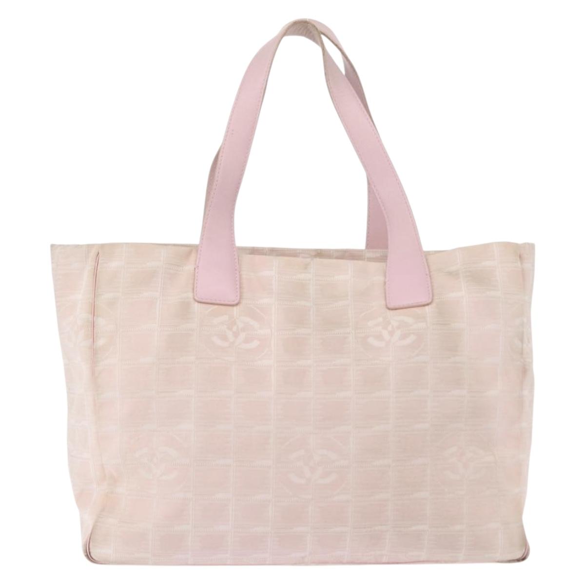 CHANEL New Travel Line Tote Bag Nylon Pink CC Auth bs30088