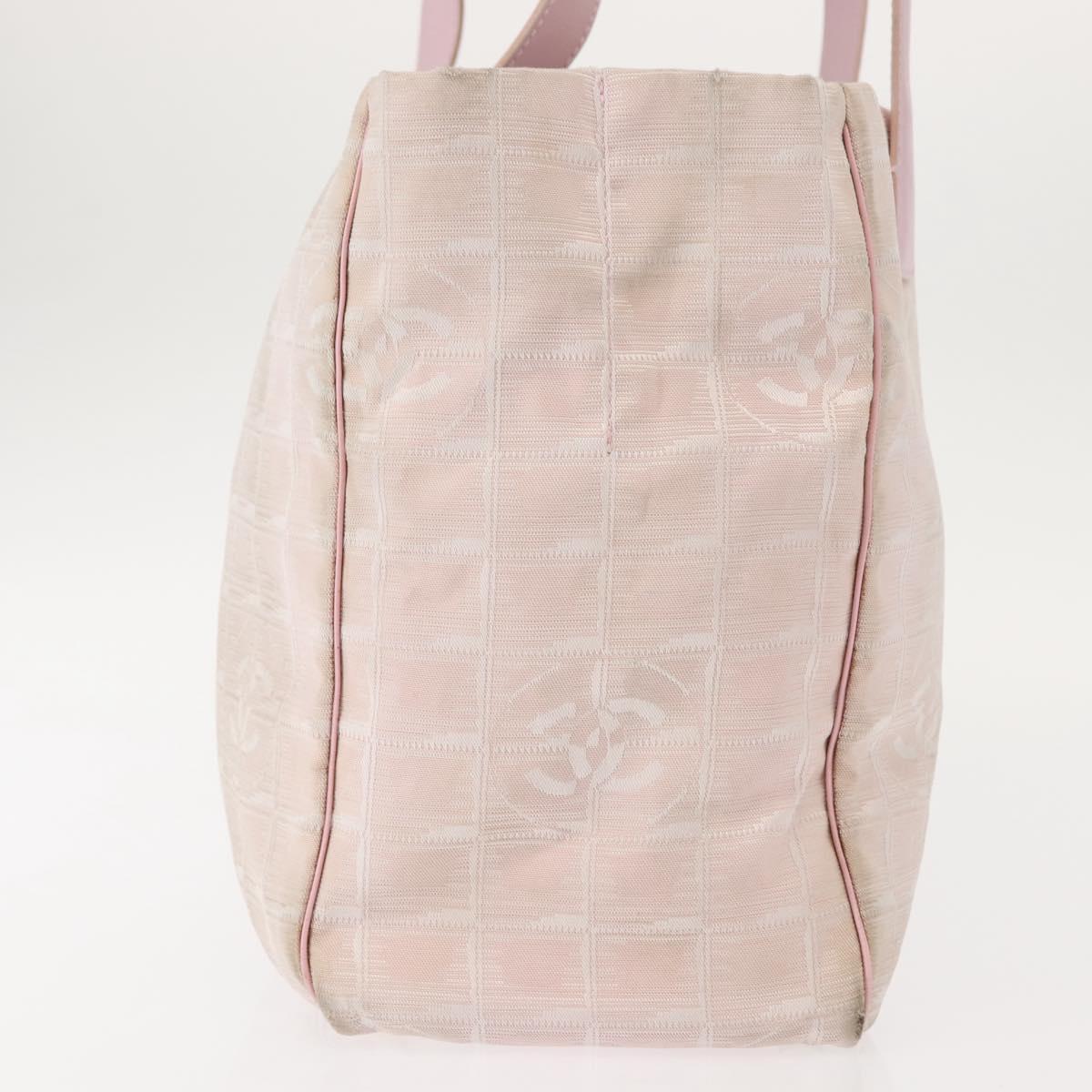 CHANEL New Travel Line Tote Bag Nylon Pink CC Auth bs30088
