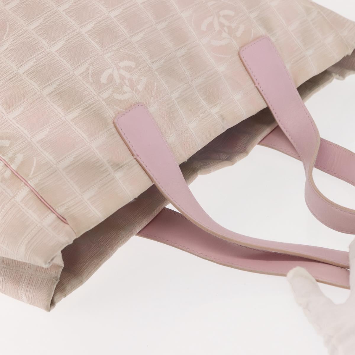 CHANEL New Travel Line Tote Bag Nylon Pink CC Auth bs30088