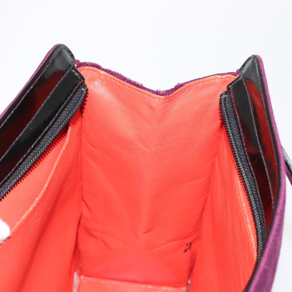 CHANEL Tote Bag Cotton Purple Black CC Auth bs30089