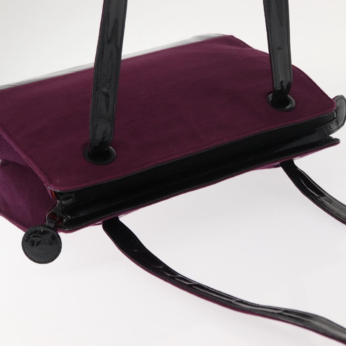 CHANEL Tote Bag Cotton Purple Black CC Auth bs30089