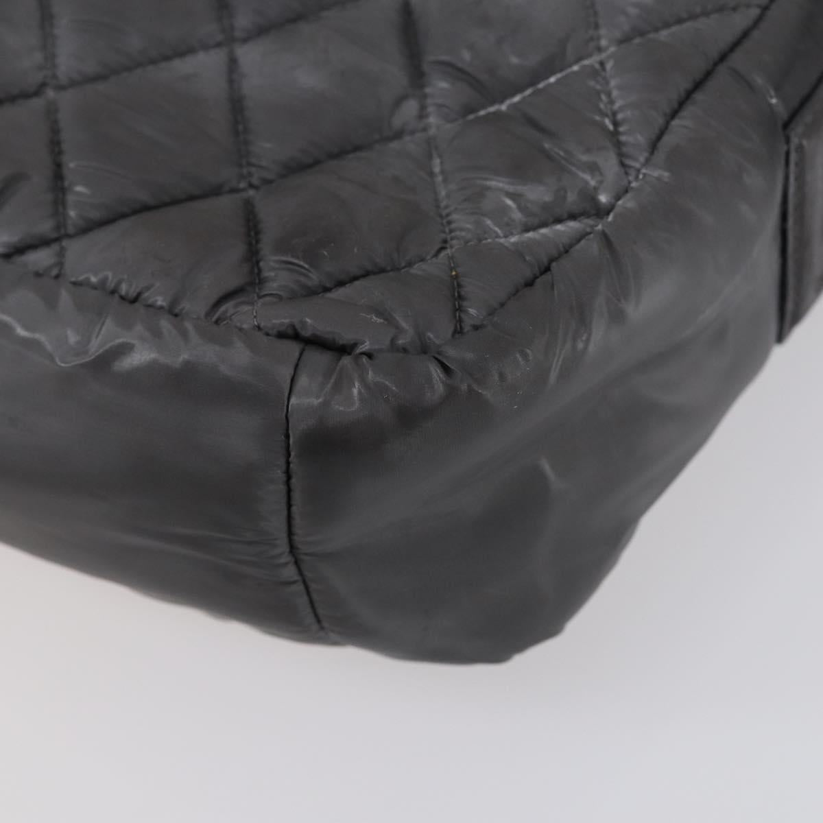 CHANEL Cococoon Shoulder Bag Nylon Gray Silver CC Auth bs30090