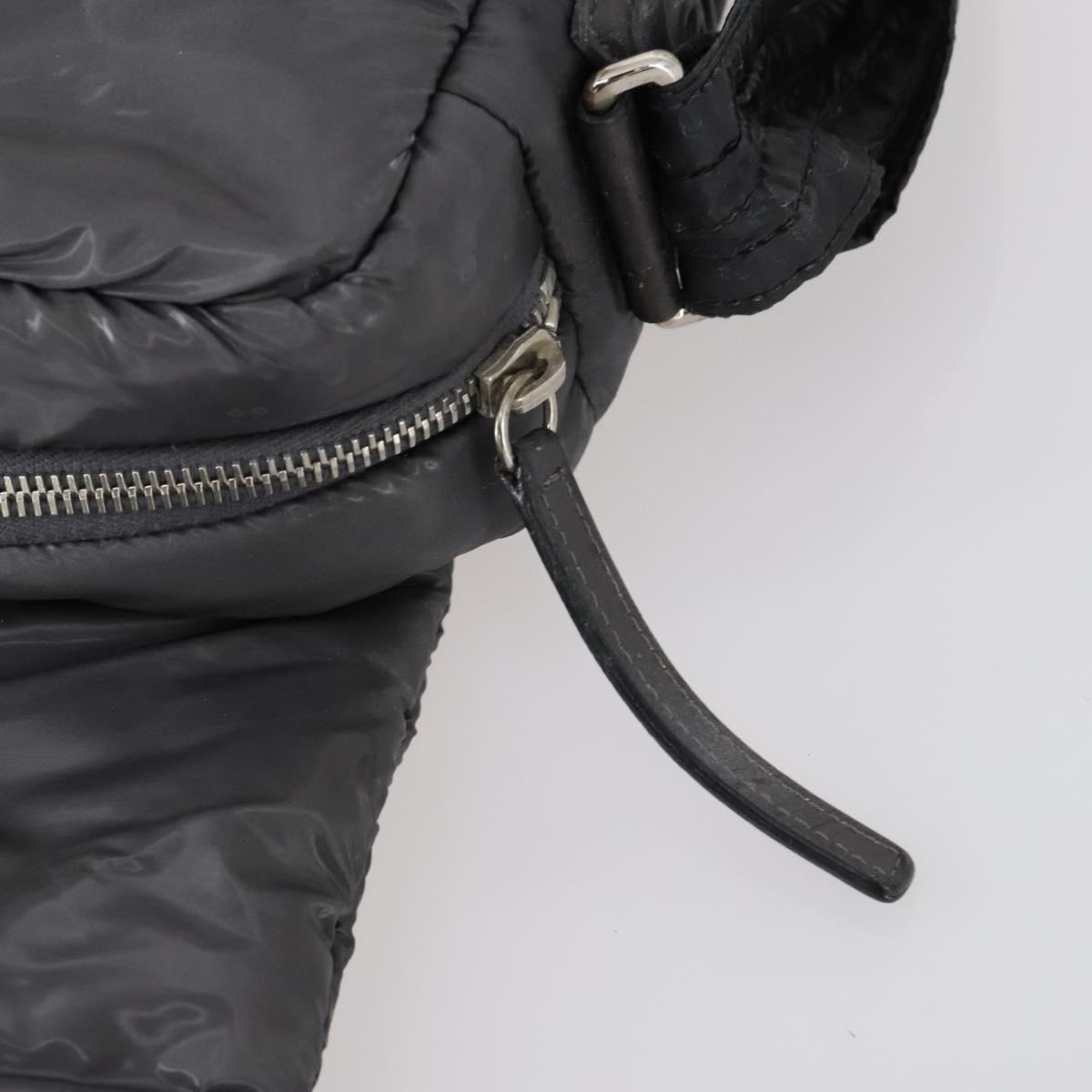 CHANEL Cococoon Shoulder Bag Nylon Gray Silver CC Auth bs30090
