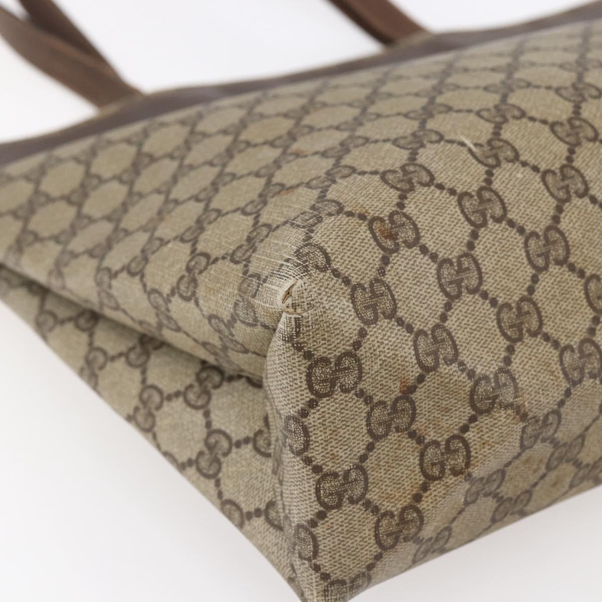 GUCCI GG Supreme Tote Bag PVC Beige 156 02 109 Auth bs30092