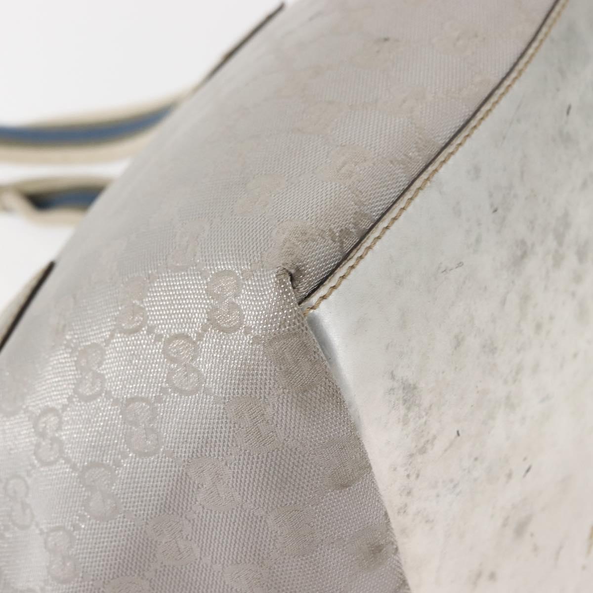 GUCCI GG Canvas Sherry Line Tote Bag Silver 131228 Auth bs30093