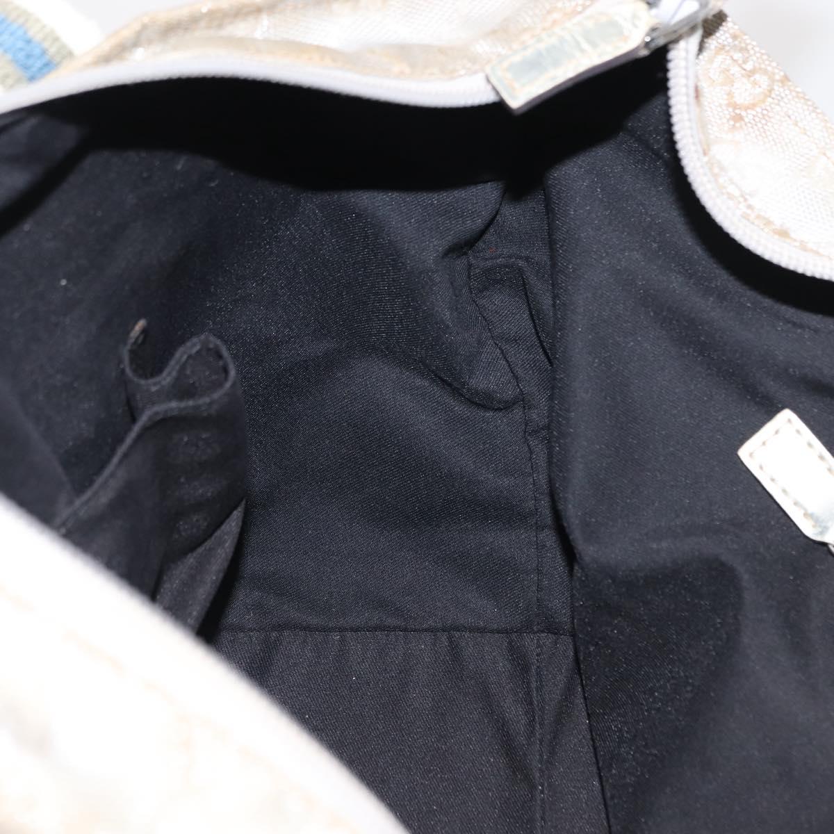 GUCCI GG Canvas Sherry Line Tote Bag Silver 131228 Auth bs30093