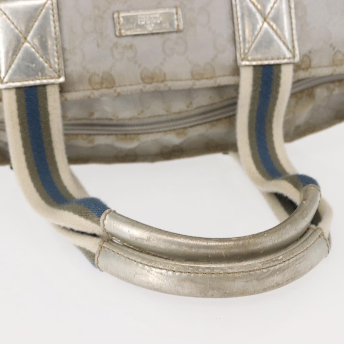 GUCCI GG Canvas Sherry Line Tote Bag Silver 131228 Auth bs30093