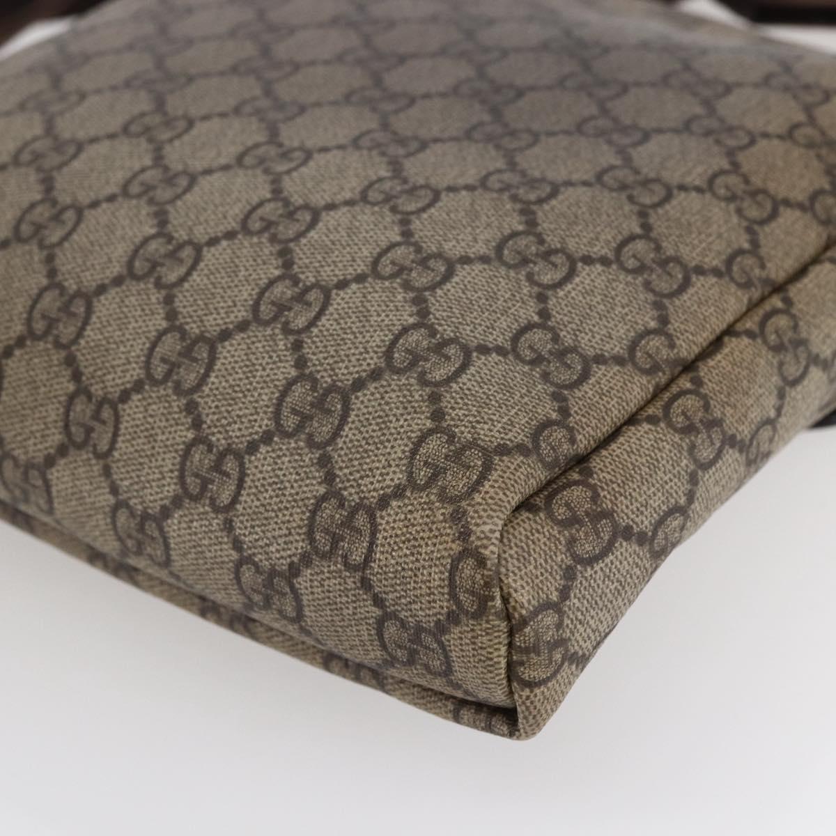 GUCCI GG Supreme Shoulder Bag PVC Leather Beige Gold 223666 Auth bs30094