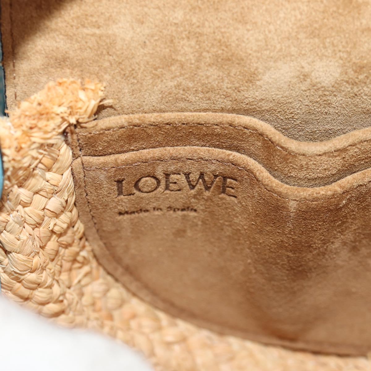 LOEWE Gate Bag Mini Shoulder Bag straw Beige Light Blue Auth bs30097M