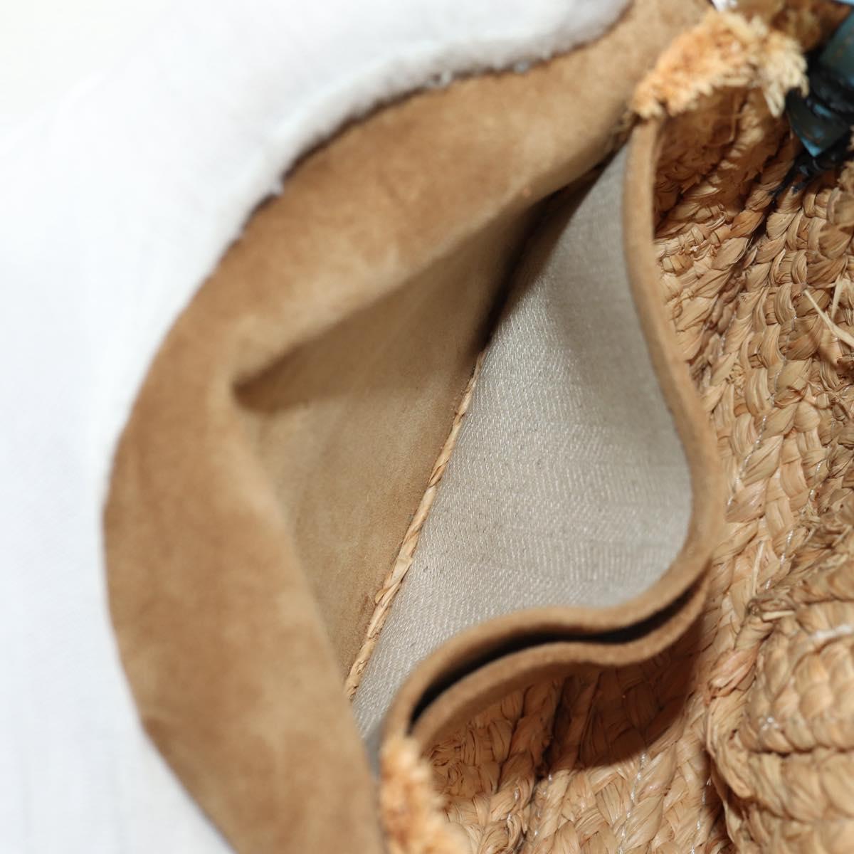 LOEWE Gate Bag Mini Shoulder Bag straw Beige Light Blue Auth bs30097A