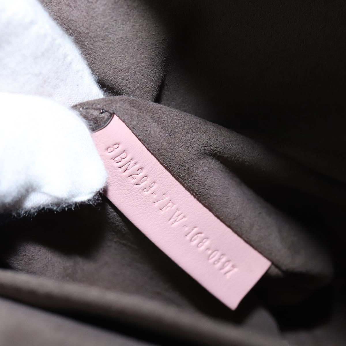 FENDI Dot Com Hand Bag Leather 2way Pink Silver Auth bs30098