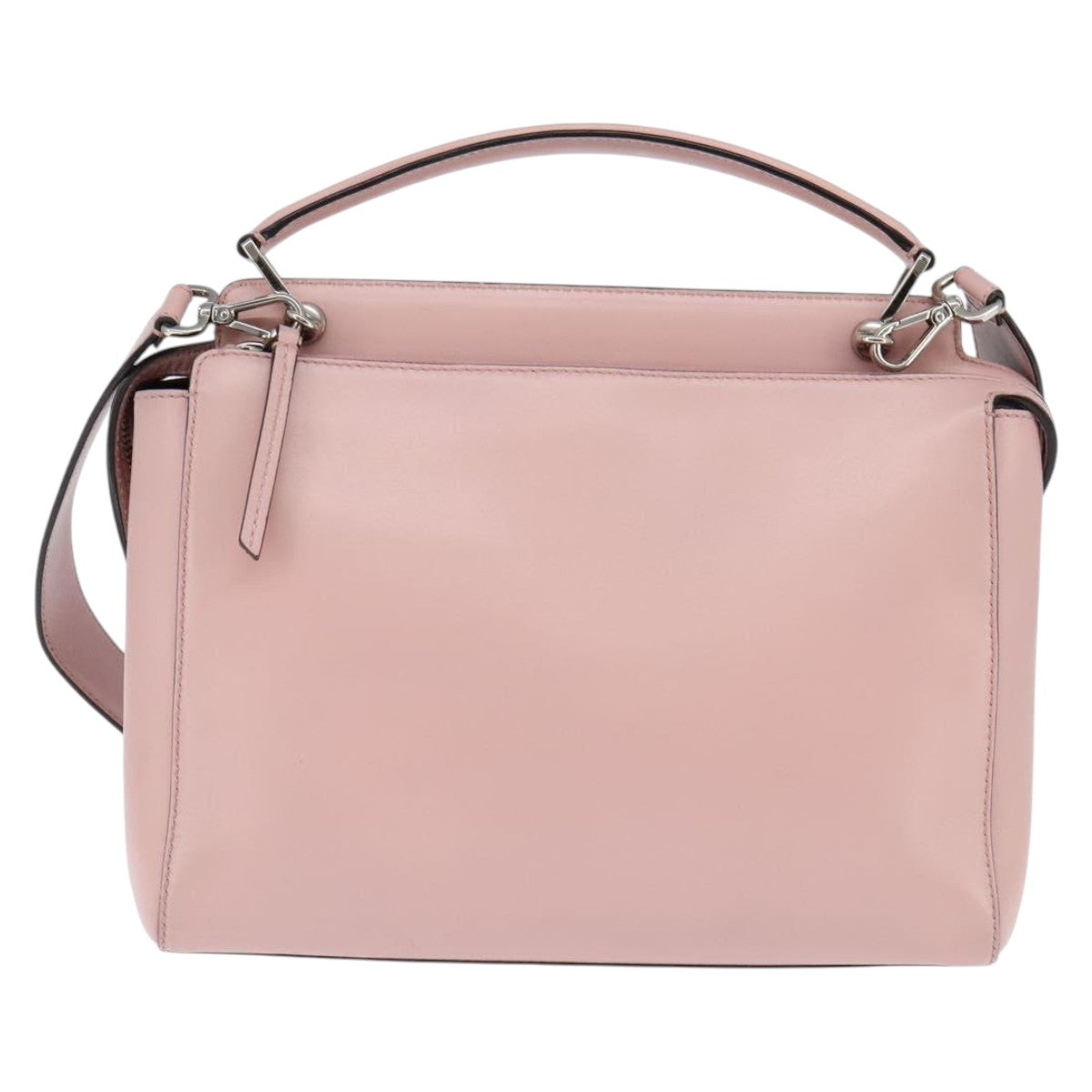 FENDI Dot Com Hand Bag Leather 2way Pink Silver Auth bs30098