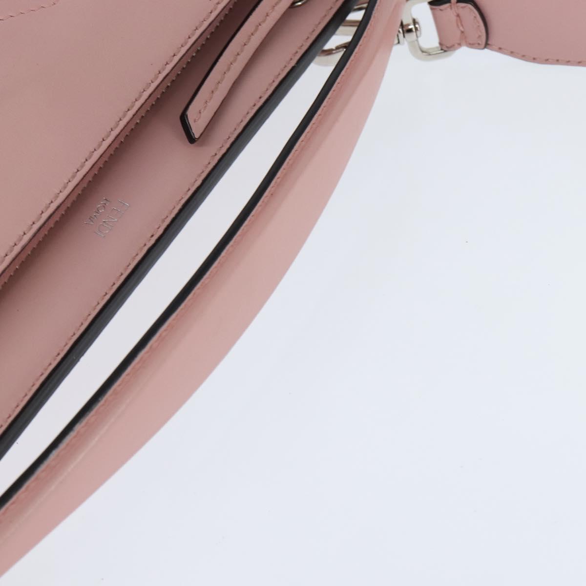 FENDI Dot Com Hand Bag Leather 2way Pink Silver Auth bs30098