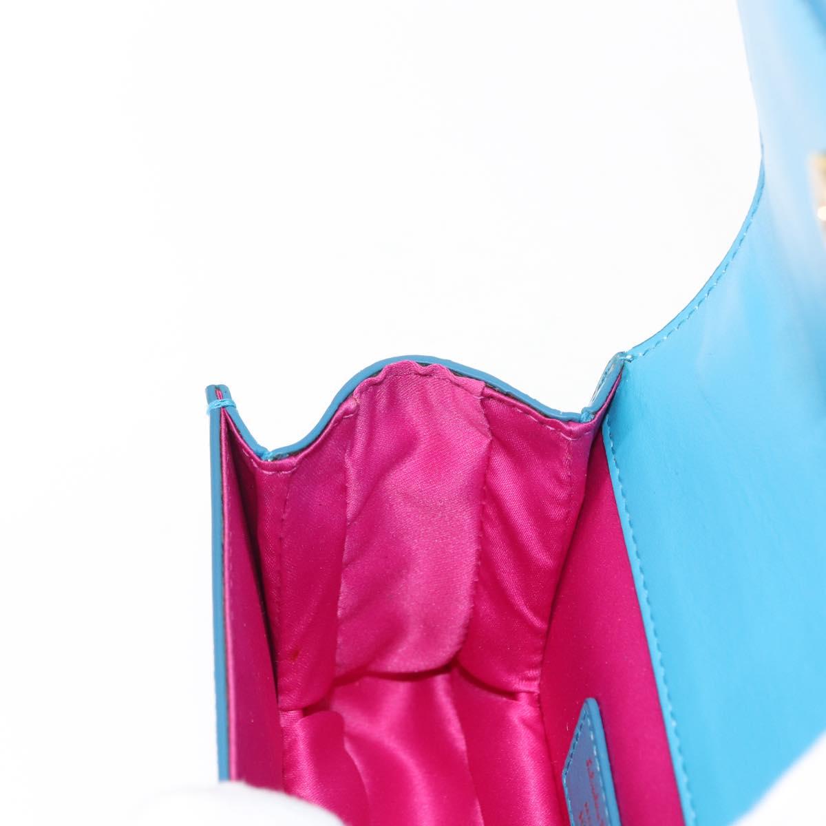 Salvatore Ferragamo Vala Shoulder Bag Enamel Blue Gold Auth bs30122