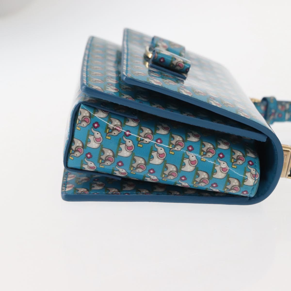 Salvatore Ferragamo Vala Shoulder Bag Enamel Blue Gold Auth bs30122