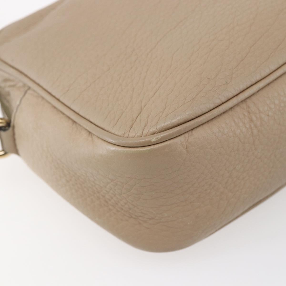 GUCCI Small Disco Interlocking Bag Leather Beige Gold 308364 Auth bs30123