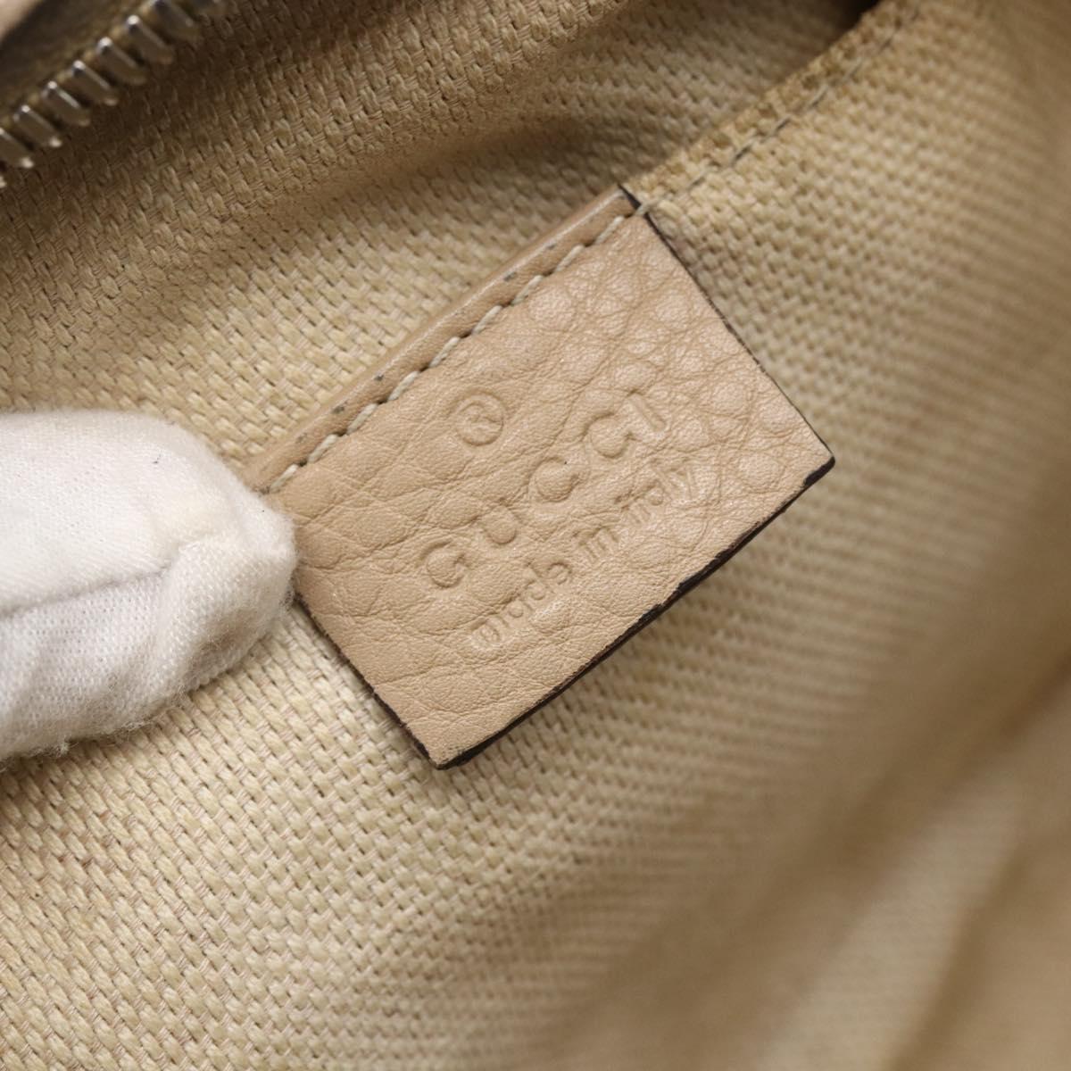 GUCCI Small Disco Interlocking Bag Leather Beige Gold 308364 Auth bs30123