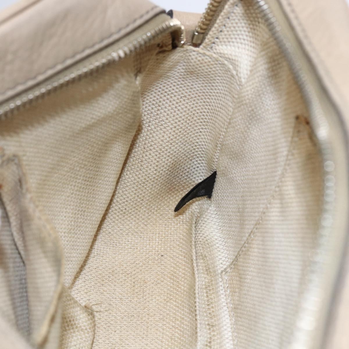 GUCCI Small Disco Interlocking Bag Leather Beige Gold 308364 Auth bs30123