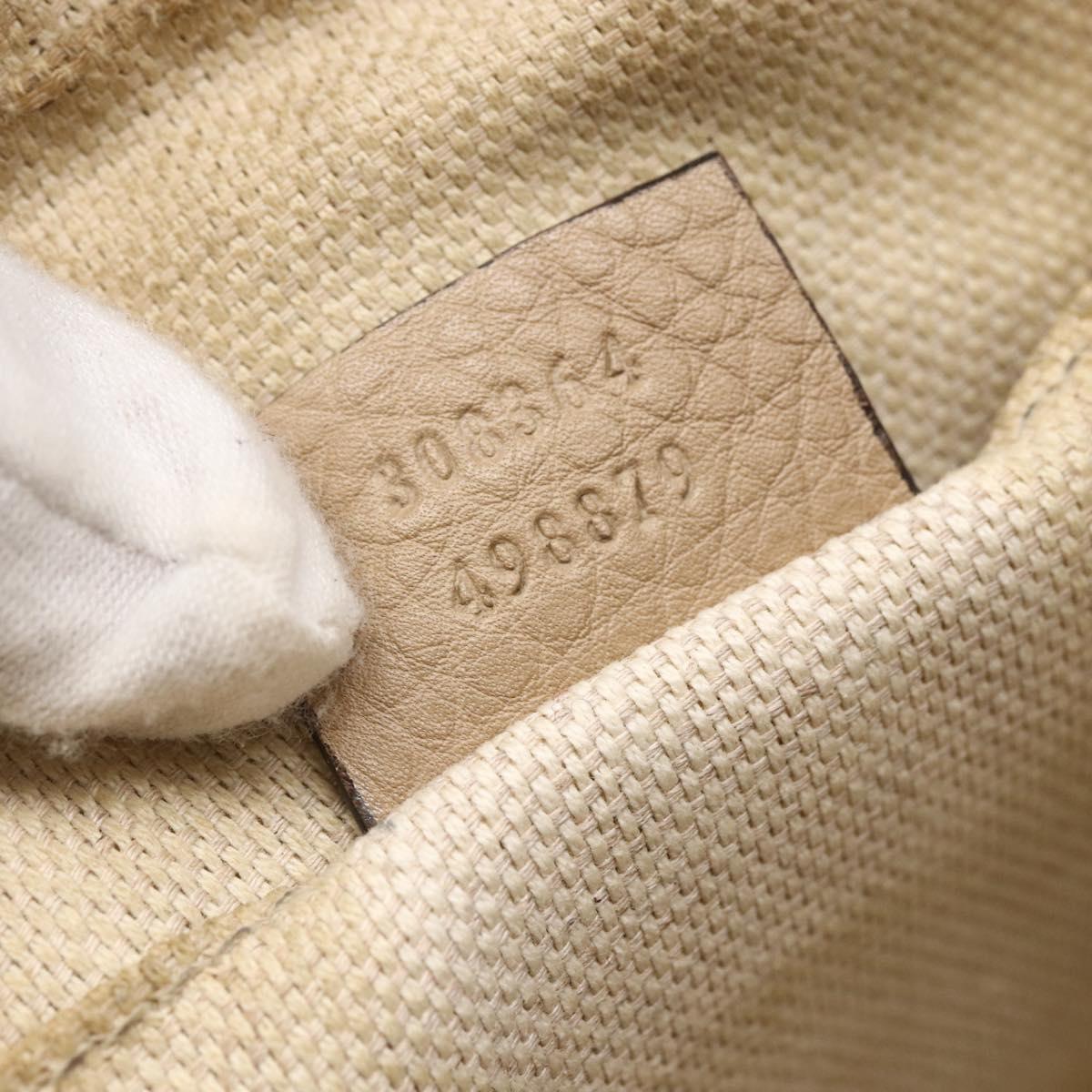 GUCCI Small Disco Interlocking Bag Leather Beige Gold 308364 Auth bs30123