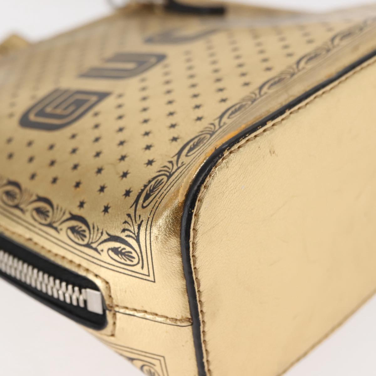 GUCCI GUCCY Print GUCCIxSEGA Bag Leather Gold Silver 511189 Auth bs30126