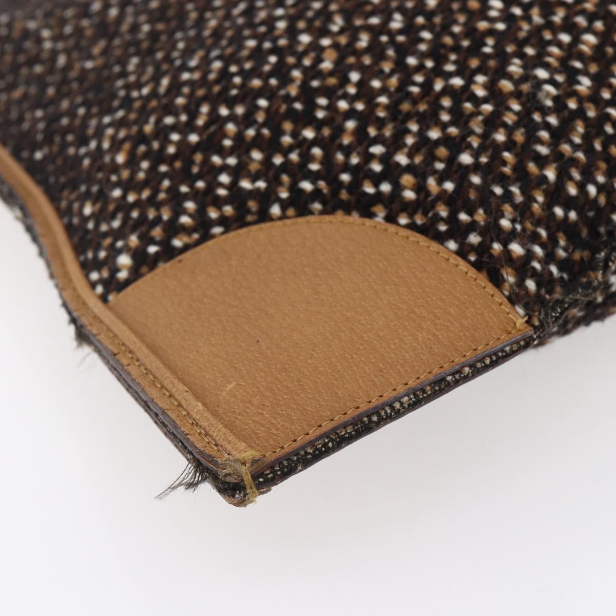 PRADA Hand Bag Tweed Beige Silver Auth bs30129