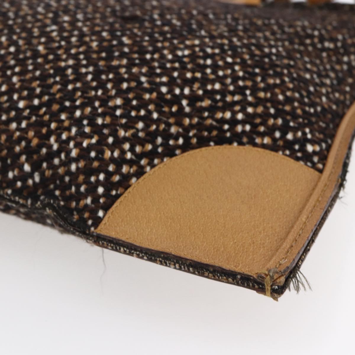 PRADA Hand Bag Tweed Beige Silver Auth bs30129