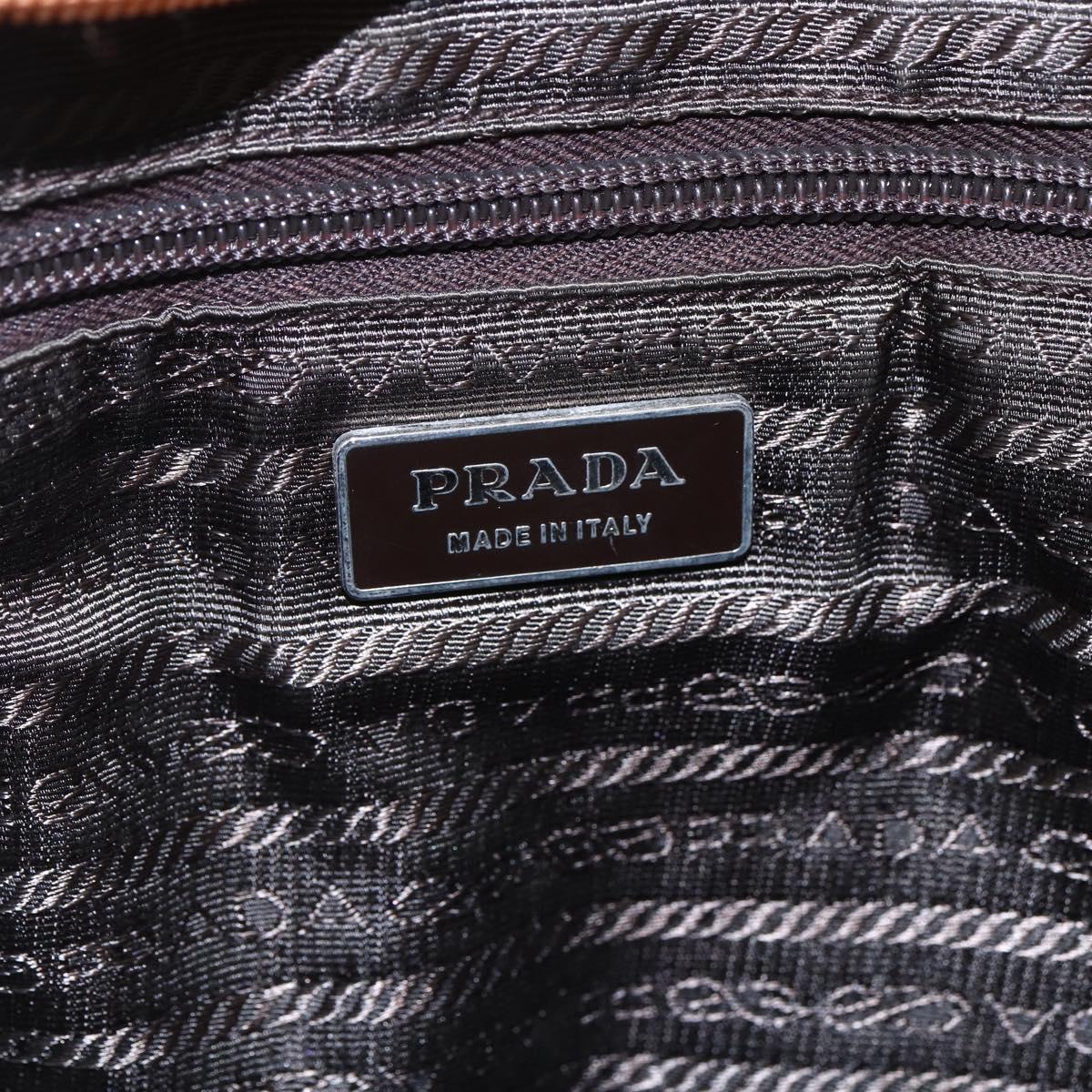 PRADA Hand Bag Tweed Beige Silver Auth bs30129