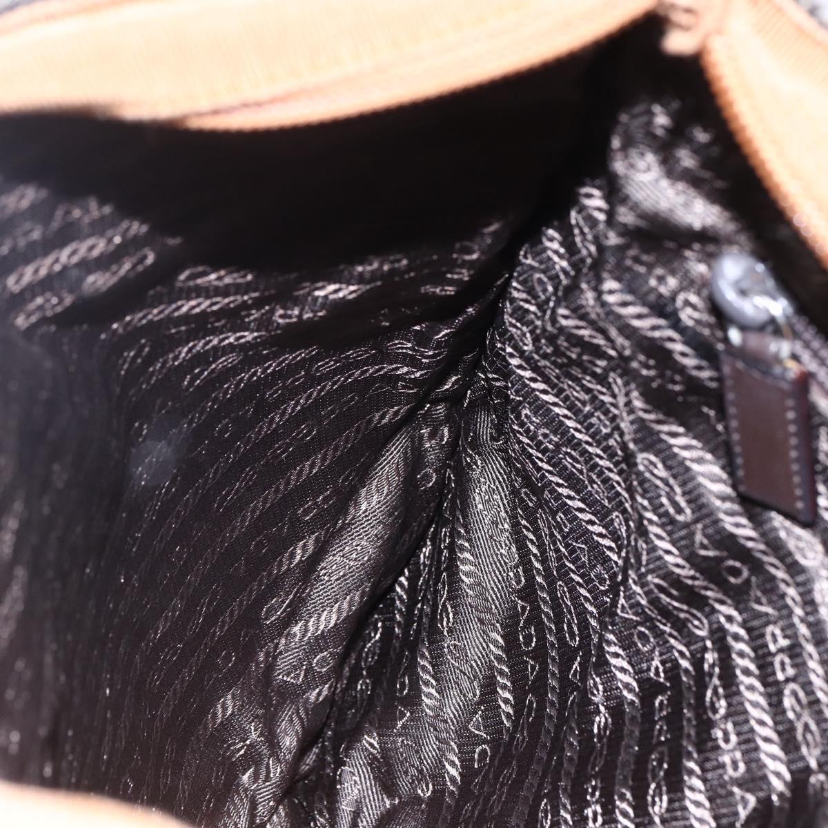 PRADA Hand Bag Tweed Beige Silver Auth bs30129